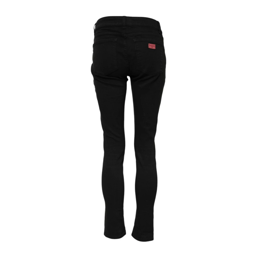 Dolce & Gabbana Women's Black Skinny Denim Jeans With Zipper - Skinny Fit Jeans - 2XS - Jeans